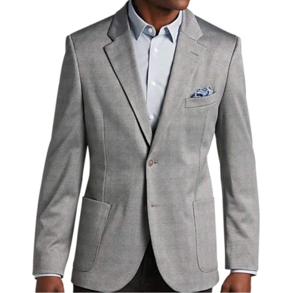 REACTION KENNETH COLE BLAZER‎ JACKET TECHNI-COLE DOUBLE BUTTON LINED GRAY 40L